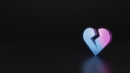 science glitter symbol of heart broken icon 3D rendering