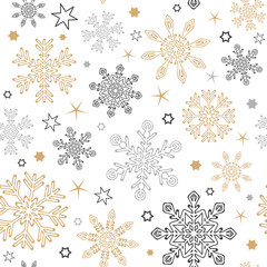 seamless pattern snowflake background in gold and silver colors vector illustration EPS10