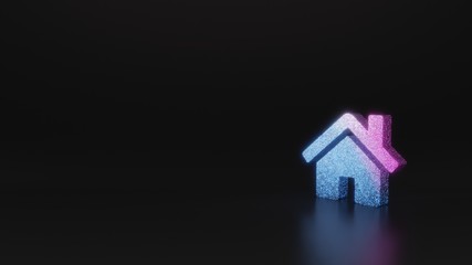 science glitter symbol of home icon 3D rendering