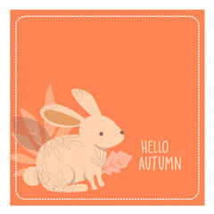 tarjeta conejo otoño
