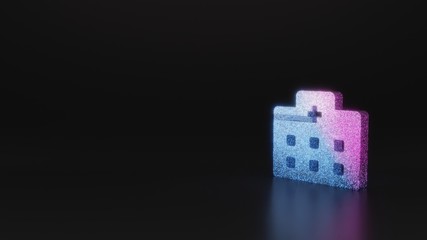 science glitter symbol of hospital  icon 3D rendering