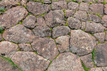 Natural stone abstract background wall made by ancient Inca of Peru in South America. Background with copy space