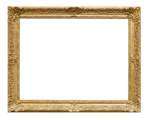 Alter leerer goldener Bilderrahmen barock mit Ornamenten Verzierung Vintage