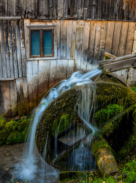 Traditional old water mill in the rural village of Rametea (Torocko),  Alba County, Transylvania region, Romania