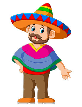 Happy Mexican Cartoon Character