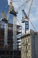 Fototapeta na wymiar Construction cranes, Hudson Yards, New York City