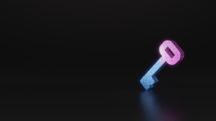 science glitter symbol of key icon 3D rendering
