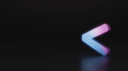 science glitter symbol of less than icon 3D rendering