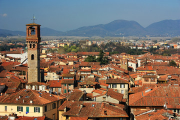Medieval buildings in the city of Lucca, Italy