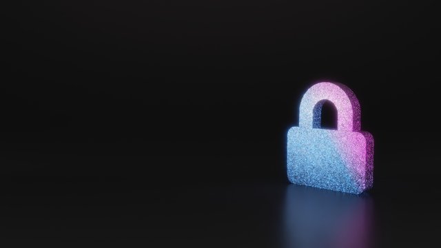 science glitter symbol of lock icon 3D rendering