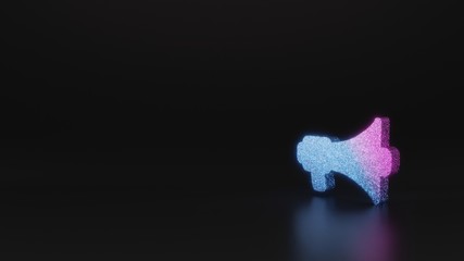 science glitter symbol of megaphone icon 3D rendering
