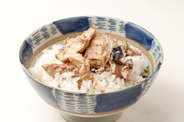 鯖の水煮をのせたご飯