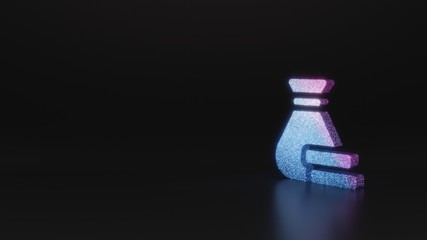 science glitter symbol of money bag icon 3D rendering