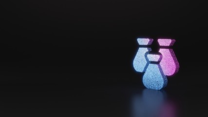 science glitter symbol of money bag  icon 3D rendering