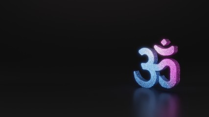 science glitter symbol of om icon 3D rendering