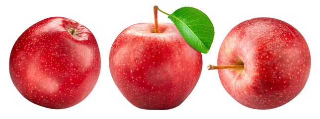 Red apple collection isolated on white. Apple set Clipping Path.