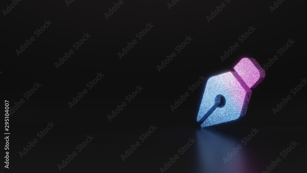 Poster science glitter symbol of pen nib icon 3d rendering