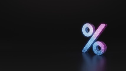 science glitter symbol of percent icon 3D rendering