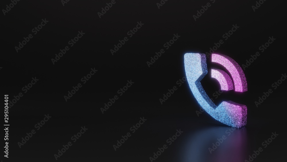 Poster science glitter symbol of phone working indicator icon 3d rendering