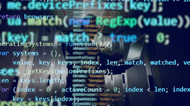 Display with codes is being shown above the technician with the laptop