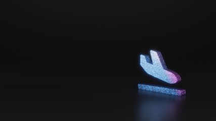 science glitter symbol of plane arrival icon 3D rendering