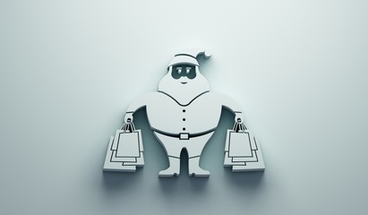 Santa Clauss Christmas Shopping with gifts bags . 3D Render Illustration