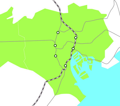 東京23区の地図路線図イラストマップ素材