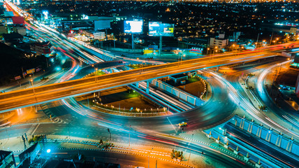 Fototapeta na wymiar Expressway top view, Road traffic an important infrastructure in Thailand