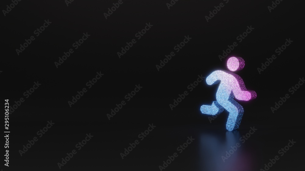 Poster science glitter symbol of running icon 3d rendering