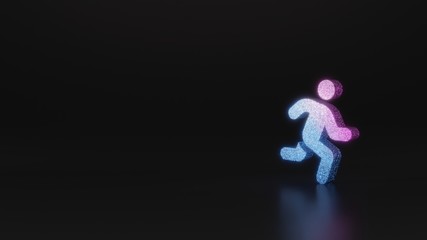 science glitter symbol of running icon 3D rendering