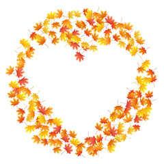 Maple leaves vector background, autumn foliage on white graphic design.