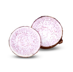 Taro, sliced of taro isolated on white background