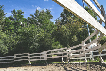 Fototapeta premium Corral for horses from below