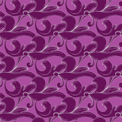 Vector Golden monogram floral ornament. Black and white engraved ink art. Seamless background pattern.