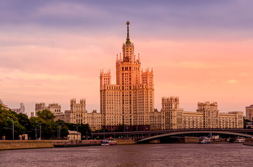 Fototapeta na wymiar Kotelnicheskaya Embankment building in Moscow 