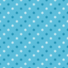 Vector Seamless Pattern of Snowflakes. Winter Traditional Holiday Wallpaper with Snow Print. Diagonal Striped Blue Background for Gift Wrapping or Textile. Christmas and New Year 
