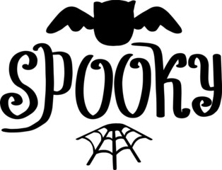 Cute vector halloween illustration. Halloween lettering