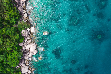 Amazing in natural rocks on the beach, Beautiful turquoise blue ocean tropical seascape island, Koh tao, Surat thani, Thailand.