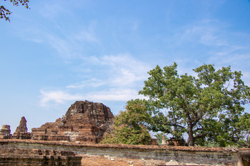 Fototapeta na wymiar Wat Mahathat (Ayutthaya) Phra Nakhon Si Ayutthaya Historical Park, Landmarks of Thailand