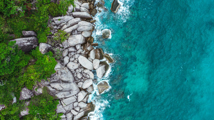 Amazing in natural rocks on the beach, Beautiful turquoise blue ocean tropical seascape island, Koh tao, Surat thani, Thailand.