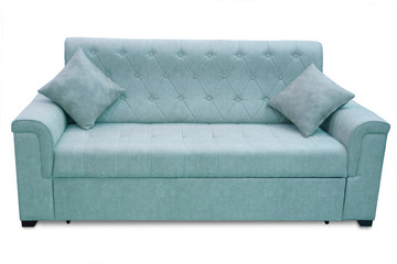 modern sofa with cushions isolate on a white background