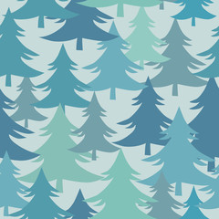 Obraz premium Winter Fir Trees Christmas Trees Seamless Pattern, winter Forest Surface Pattern, Fir Trees Vector Repeat Pattern for Home Decor, Textile Design, Fabric Printing, Stationary, Packaging, Background