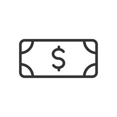 dollar banknote outline ui web icon. dollar banknote vector icon for web, mobile and user interface design isolated on white background