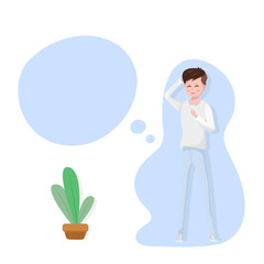 Teenager, Asian handsome boy, people activity, presentation character, flat cartoon design vector