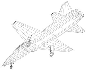 Airplane. Vector wireframe concept. Created illustration of 3d.