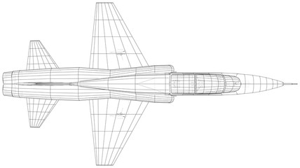 Airplane jet sketch. Vector of 3d. Wire-frame style.