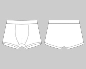 Technical sketch children's boxer shorts underwear on gray background.