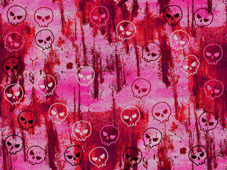 Grunge background with scull motif -  Halloween texture