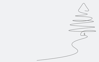 Christmas background tree line drawing, vector illustration