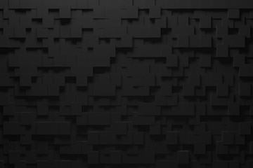 Black background with geometric shapes, dark volume.